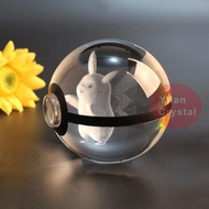 寶可夢系列神奇寶貝球批發3D內雕水晶球口袋妖怪球發光底座擺件