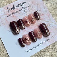 Tulip nails | Burgundy nails | Redwine nails | Press on nails | Custom nails | Fake nails