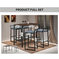 2M-BT001 Modern Wooden Bar Table With Steel Frame & 2M-CT001 (4 Units) High Bar Stool