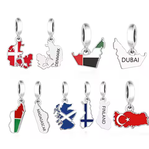 FC Jewelry Fit Original Pan Charm Bracelet 925 Silver Denmark Dubai MADAGASCAR Finland Turkey Flag M