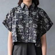 印尼蠟染可愛少女風短版襯衫 PUPUT - 黑雲雲 - PUP033