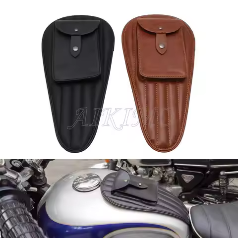 2colors Old School PU Leather Motorcycle Tank Chap Cover Panel Pad Bib Bra Bag Universal for Honda C