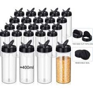 4pcs/Set 400ml Clear Pet Plastic Spice Jars With Shaker Lids, Reusable Large Capacity Condiment Cont