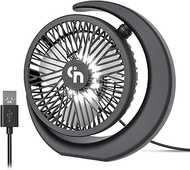 HomeLifairy USB Desk Fan with LED Lights,3 Speeds Portable Fan,5.3 Inch Quiet Cooling Small Table Fa