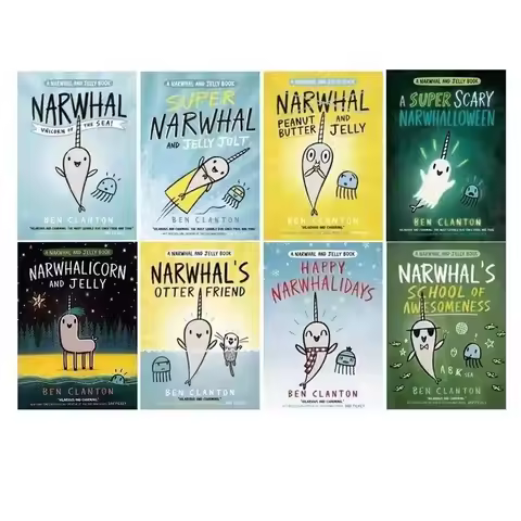 8 Books/set Narwhal and Jelly Storybook Children's Comic Book Kids English Reading Gift Paperback
