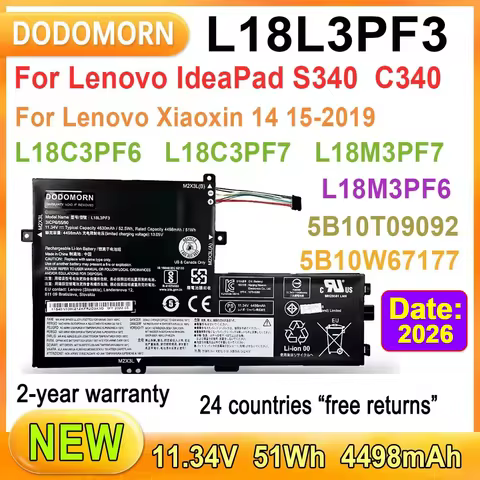 DODOMORN L18L3PF3 Laptop Battery For Lenovo IdeaPad S340 S340-14API/14IIL/14IML/14IWL,S340-15API/15I