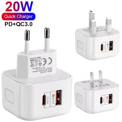 2 Port PD Plug 40W USB Type C QC3.0 Fast Charging Wall Charger Adapter For iPhone 14 13 12 ProMax Ch