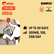 SIMPLY India | 5-20 Days | Daily:500MB - 2GB + Unlimited Data SIM Card | Plug and Play