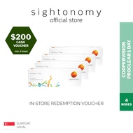 [sightonomy]  $200 Voucher For 4 Boxes of CooperVision Proclear 1 Day Daily Disposable Contact Lenses