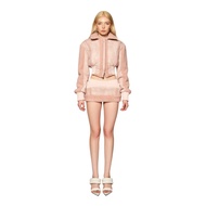 LSOUL Russell Set PU Leather Co-ord w Faux Fur Trim Cropped High Collar Jacket & Mini Skirt Luxe Par