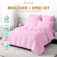 Bed Cover Set Baby PinkPOLOS - Full Size 90x200 - 200x200 - BedcoverAluna Microfiber Bedsheet