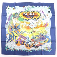 未使用的 Hermès Carré Jean Carré 90，100% 真絲，THE ALFEE AUBE LIBRE COMME L’ANGE，25 週年紀念，稀有圍巾，海軍藍，含盒子，法國製造，