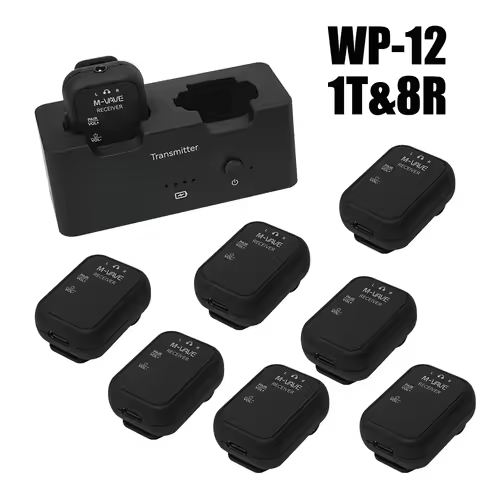 M-VAVE WP-12 1T8R Wireless Ear Monitor – 2.4GHz Digital, 24h TX Battery, 1800mAh Case, Ultra-Low Lat