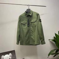 Stone Island STONE Cotton Shirt Spring And Autumn Mens Heavy Tide Brand Japanese Long-Sleeved All-Ma
