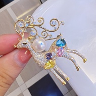 christmas deer brooch colorful diamond elk zircon animal pin jewel