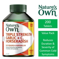 Nature's Own Triple Strength Garlic, Vitamin C + Horseradish Triple Strength for Immunity 200 Tablet