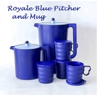Tupperware Royale Blue Giant Pitcher Set /Royale Mugs &amp; Seal 350ml/ Cawan Bertudung