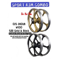 EX5DREAM W100 DREAM110Drum SPORT RIM 588 SIAP BEARING & BUSH COMPLETE HARDENED BLACK GOLD