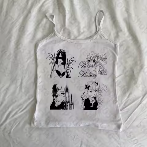Y2k Vintage Punk Printing Graphic Women Vest Streetwear Gothic Harajuku Women Clothing Tank Tops Y2k
