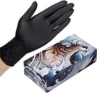mummy Black Textured Nitrile Gloves 4 Mil,Disposable Latex-Free Gloves Powder-free For Tattoo,Piercing,Beauty Salon,Home Clean,Gardening Use,Hotel Services (M-100)