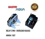 Relay 3 pin + Overload freezer 6 rak / PTC relay frizer Aqua Sanyo / rilai kulkas frezer / freezer kulkas 5 rak