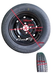 ยางพร้อมกระทะ 4รู100 145/70-12 ทนแรงดันสูง ยางพร้อมกระทะ 4รู100 ขอบ 12 ขนาด 145/70R12 ยางผ่าน QC (รา