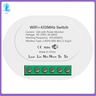 RF433 WiFi Smart Switch Tuya 16A Light Switch Mini Home Breaker Relay with Power Monitor Smart Life