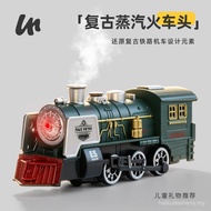 Retro Steam Locomotive Train Model Children's Toy Sound Light Train Boy Gift Simulation Locomotive O
