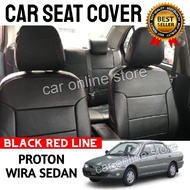 Proton Wira Seat Cover PVC Leather Black Red Line Cushion