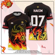 Summer Fashion Red flame print Sepak takraw team T-shirt Unisex STL jersey custom name Baju t shirt
