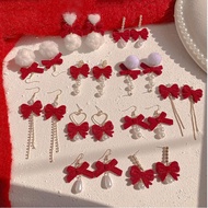 Fast Delivery From Thailand Earrings Chinese New Year Red Bow 4AC