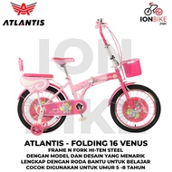 16 Inch Folding Bike Atlantis Venus Girls 1-Speed Steel Strong Children's Bike Newest Model Violet