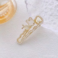 Korean Version Versatile Minimalist Pearl Rhinestone Bow Duckbill Clip Bangs Hair Clip New High-end 