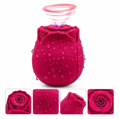 Rose Clitoral Sucker Vibrator for Women, Rechargeable Waterproof Vacuum Oral Nipple Stimulator Adult