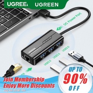 UGREEN Ethernet Adapter USB Gigabit Network Adapter with USB 3.0 Hub 3 Ports