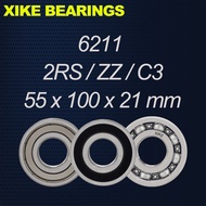 XIKE 6211-2RS/ZZ/Open/C3 Size 55x100x21mm High Quality Deep Groove Ball Bearings 6211-2RS/6211ZZ/621