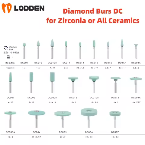 Dental Zirconia Polishing Burs DC/DG for emax Lab Polisher Medium Grit Green Ceramics Pregnant Diamo