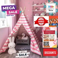 TENDA Teepee Tent Pink White Indian Tent Triangle Tent Kids Toy Tent