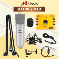 [CHÍNH HÃNG] Bộ Combo Mic Thu Âm Hát Livestream Soundcard XOX K10 2020 MIC ISK AT100 Thu Âm Điện Tho