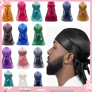 YOIOI Long Tail Head Wrap Durag Hat for Men Comfortable Quick Drying Silky Pirate Hat for Braid Drea