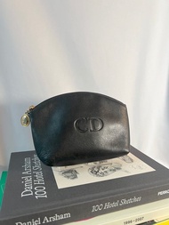 Dior Pouch黑色皮革金蛋拉鍊頭小手拿袋 日本中古二手vintage