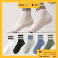 Unique Closet 1 Pair of Plain Sock Striped Breathable Crew Socks Unisex Stoking Stokin Muslimah 袜子