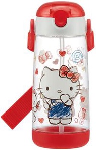 Skater兒童水瓶 透明水瓶 附吸管 Hello Kitty Sketch Sanrio PDSH5 480ml 日本獨家