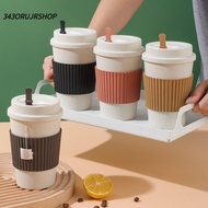 343ORUJRSHOP Coffee Mug, with Lids Heat-Resistant Coffee Cups, Portable Anti-scald Wheat Straw Non-S