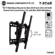 7-STAR* TVB-B42 Tilt TV Wall Mount Bracket for 26-55 Inch LED LCD OLED Plasma Flat Curved Screen TV 