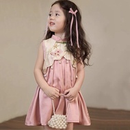 Girls Dress Summer New Style Fashionable Children New Chinese Style Chinese Style Sleeveless Skirt B