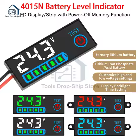 DC7-55V Lithium Battery Level Indicator 3S-14S LED Digital Battery Tester Voltmeter Charging Indicat