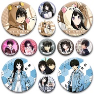 Anime Hyouka Button Pins Houtarou Oreki,Eru Chitanda,Satoshi Fukube Cartoon Badge Round Brooches for