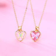 BFF Kids Necklace Set - Heart Butterfly Pendant Hypoallergenic Gift