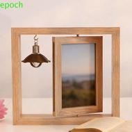 EPOCH Wooden Picture Frame, Double-Sided Rotate Flip Photo Frame, Novel Square Hollow Creative Comme